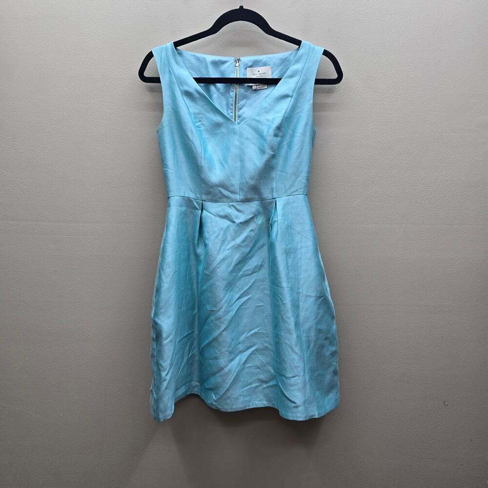 Kate Spade New York Susannah Silk-Blend Fit & Flare Mini Dress Light Blue SZ 2